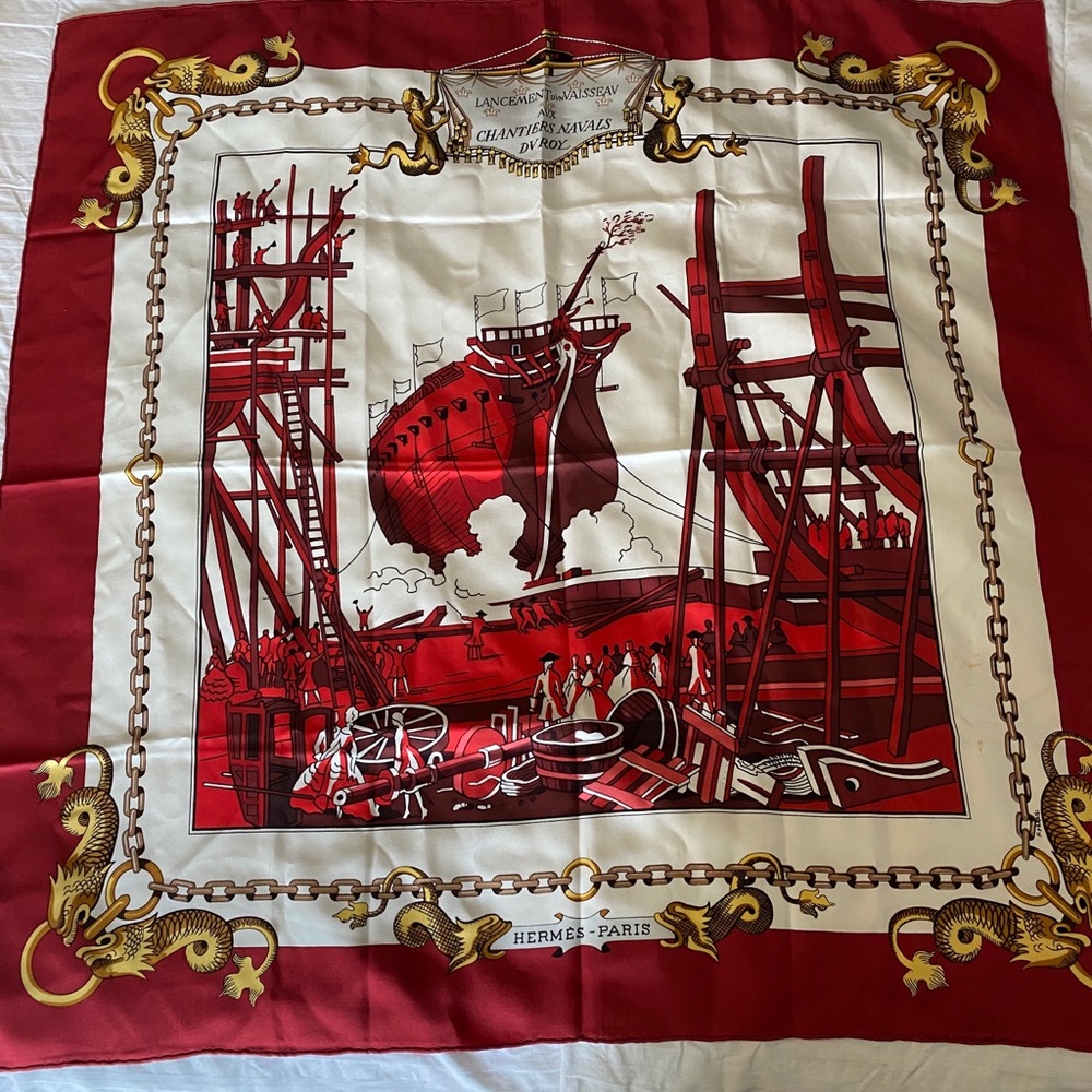 Vintage Authentic Hermes Silk Scarf